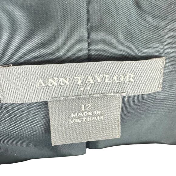 Ann Taylor Pink Black Checkered Collared Button Up Tweed Cropped Jacket Size 12 - Picture 4 of 5